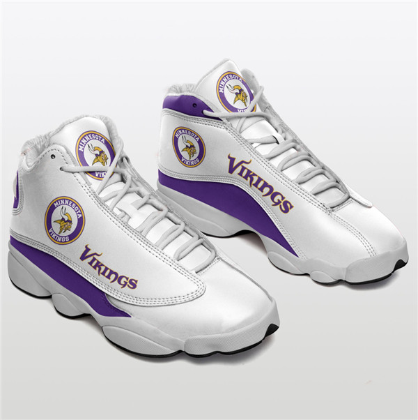 Women's Minnesota Vikings AJ13 Series High Top Leather Sneakers 001